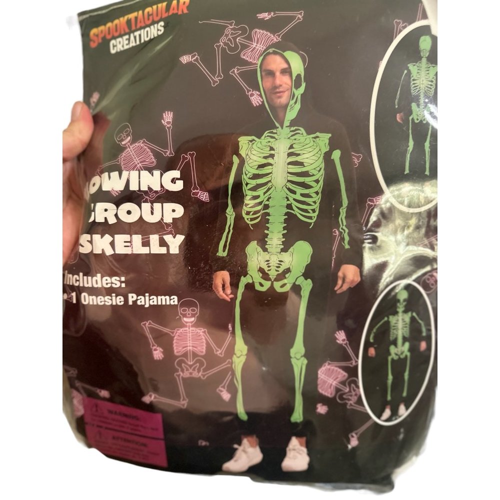 Glowing Skeleton Jumpsuit Plush Adult Small Glow in Dark